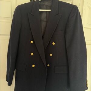 Unisex Classic Double-Breasted Navy Blazer with Gold Buttons
